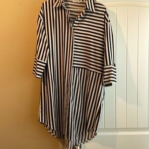 Black and White Striped ShirtDress